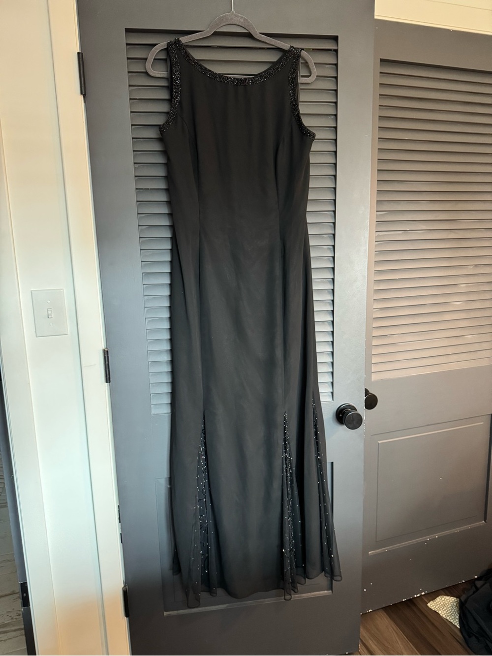 Black Beaded Sleeveless Formal Gown